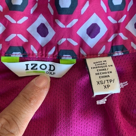 Izod Golf Pinkish Purple Geometric Print Full Zip Windbreaker Jacket - Picture 3 of 9